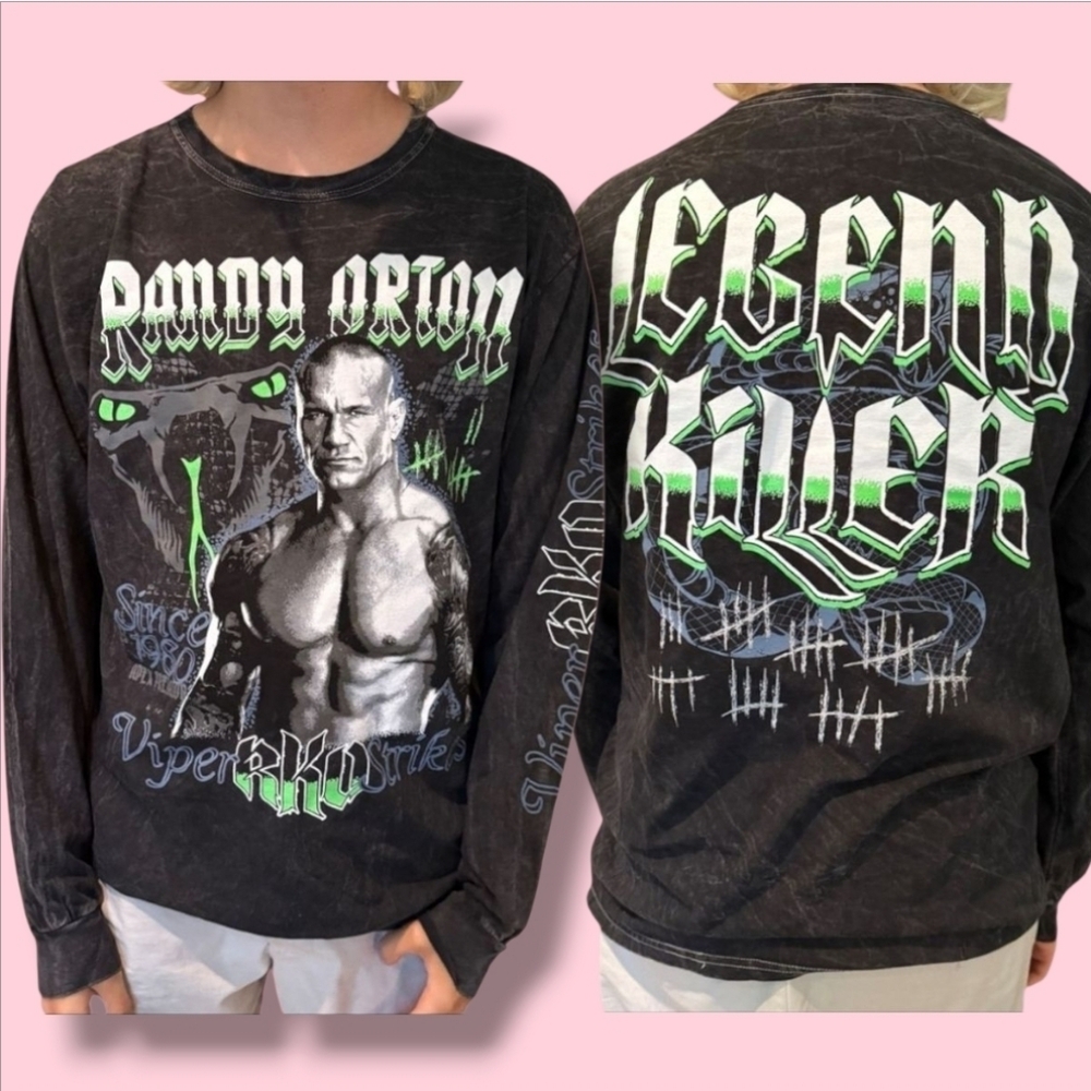 Men's Ripple Junction Black Randy Orton Legend Killer Long Sleeve T-Shirt (L)